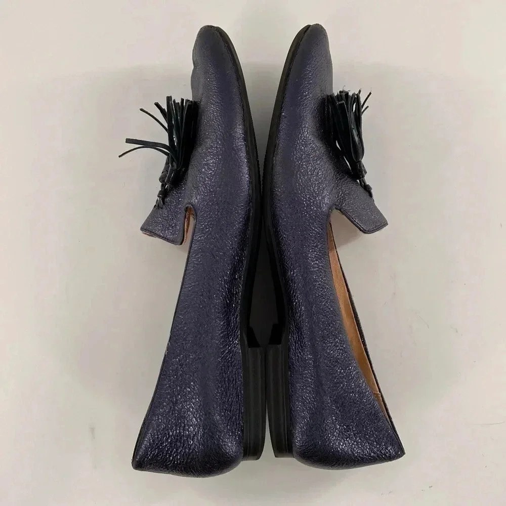 Naturalizer Eliy flats size 8.5 W 38.5 blue leather metallic smoking slippers
